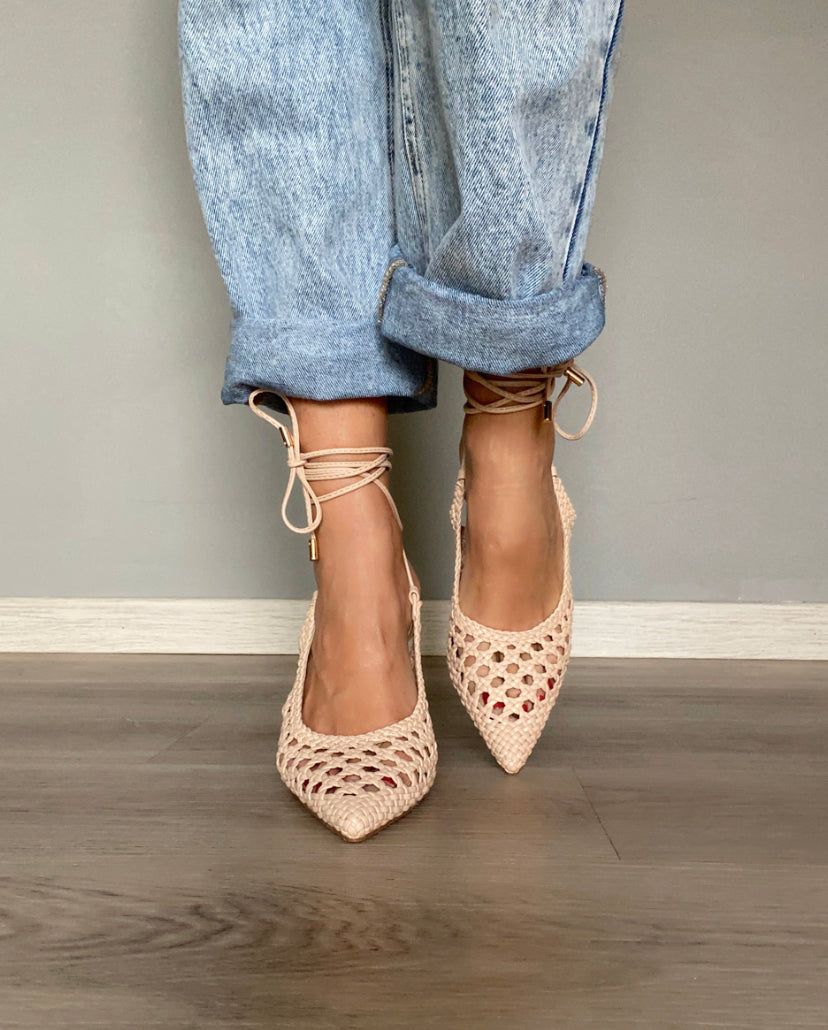 Decollete Rafia Look - Nude