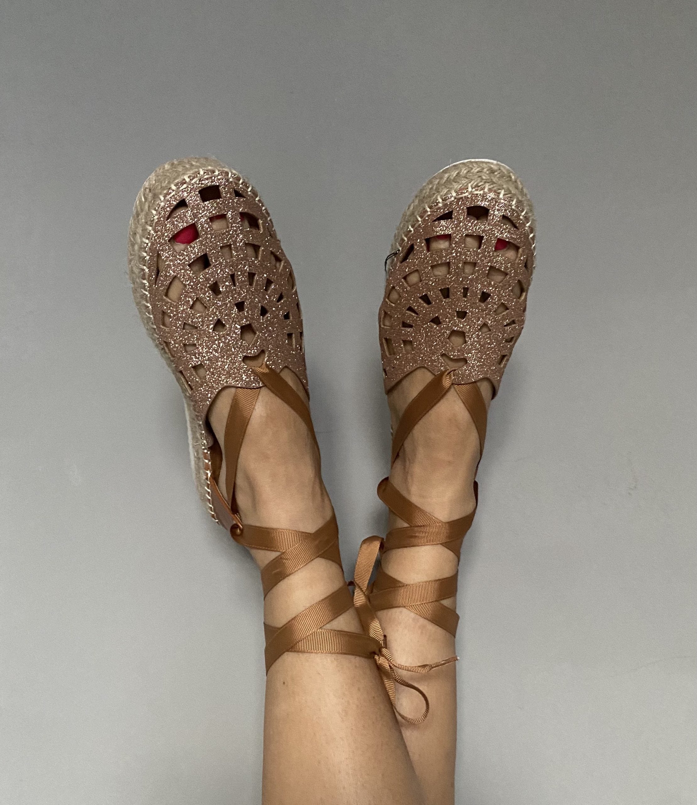 Espadrillas Glitter Lacci alla Schiava - Bronzo