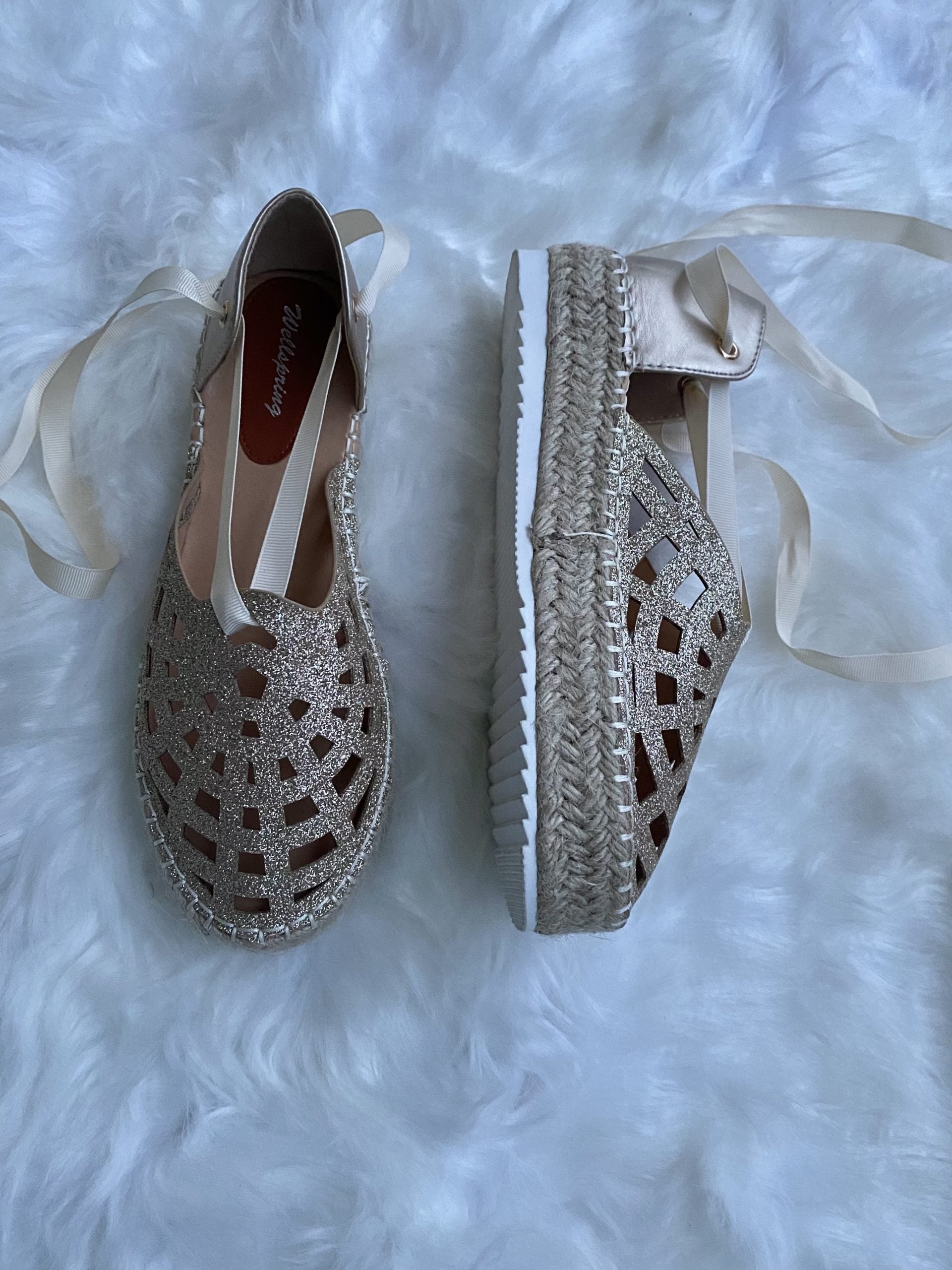Espadrillas Glitter Lacci alla Schiava - Oro