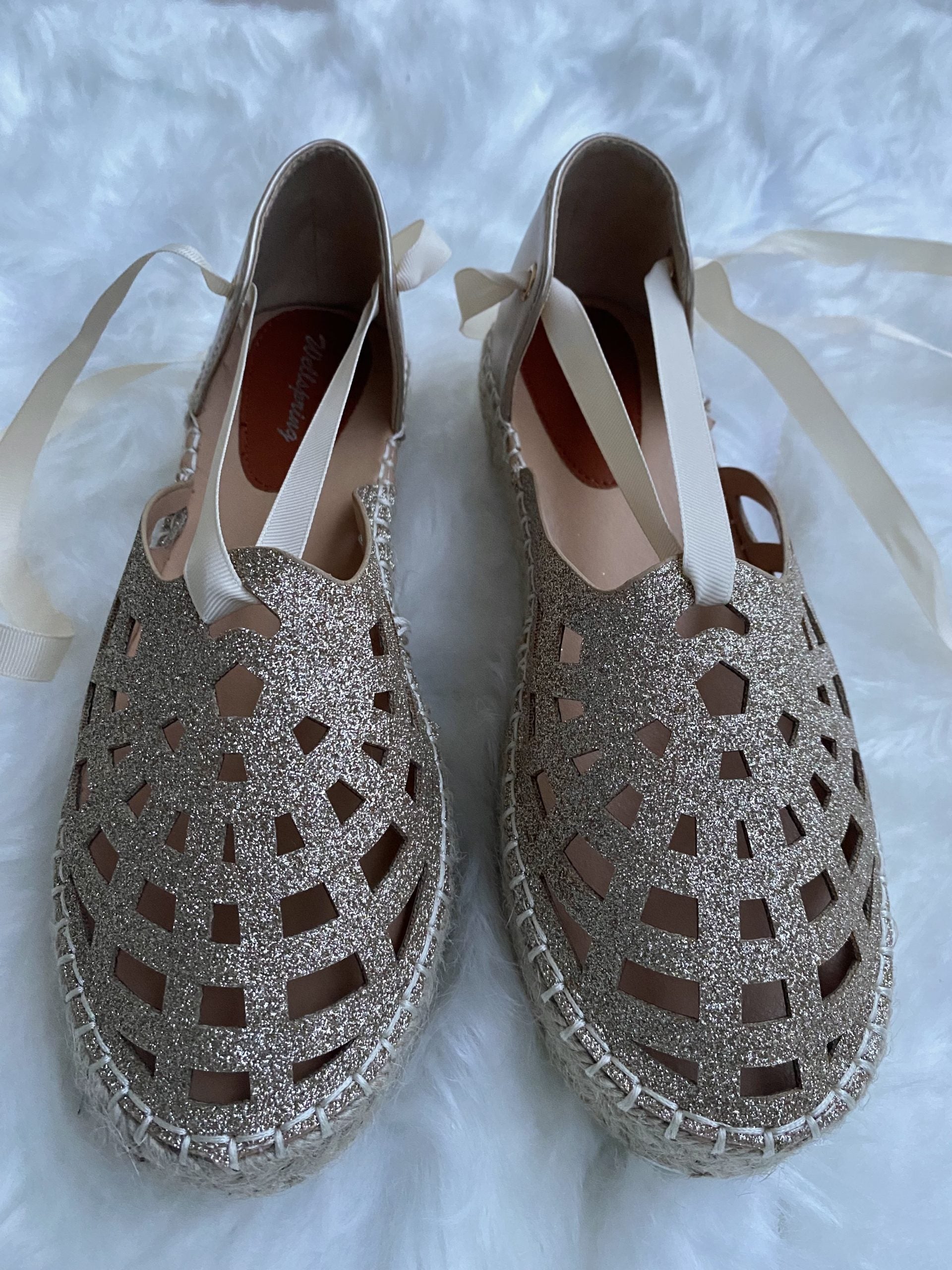 Espadrillas Glitter Lacci alla Schiava - Oro
