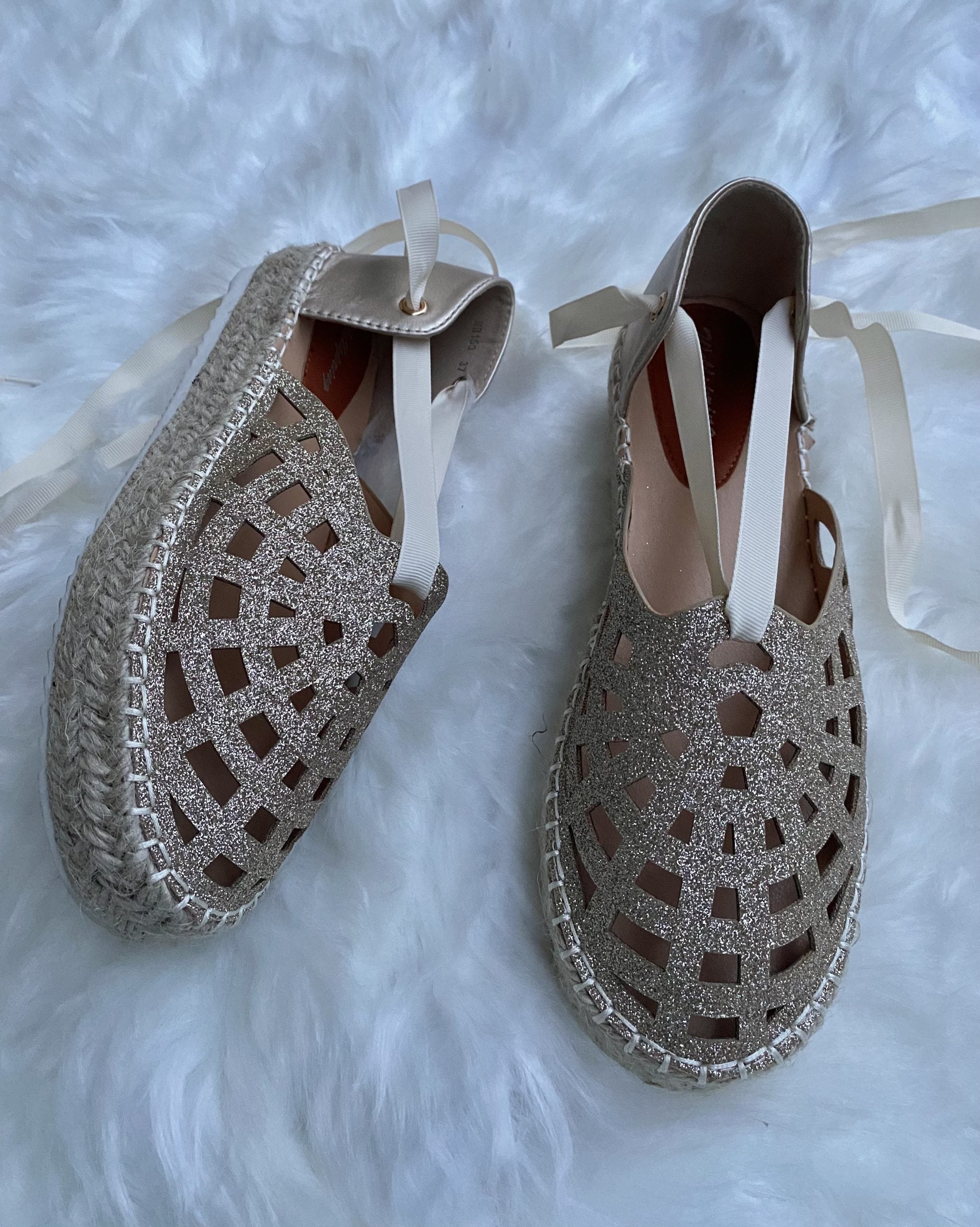 Espadrillas Glitter Lacci alla Schiava - Oro