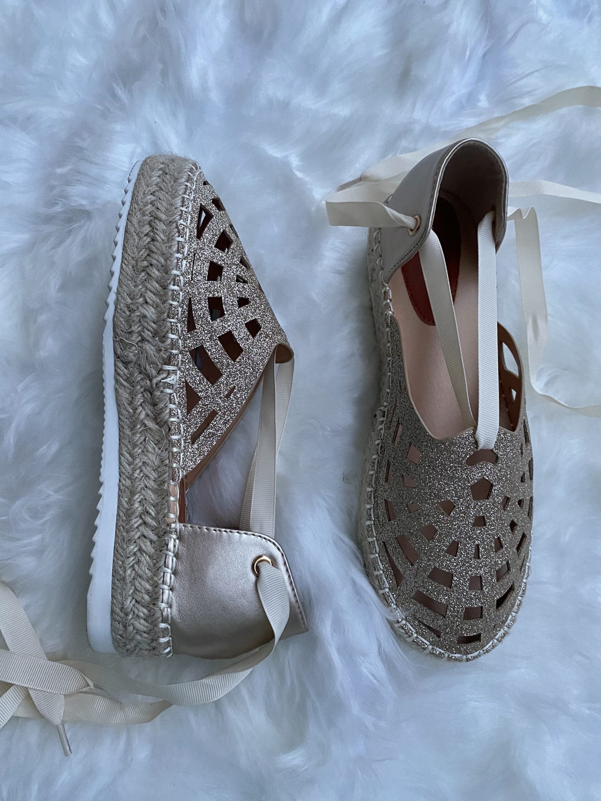 Espadrillas Glitter Lacci alla Schiava - Oro