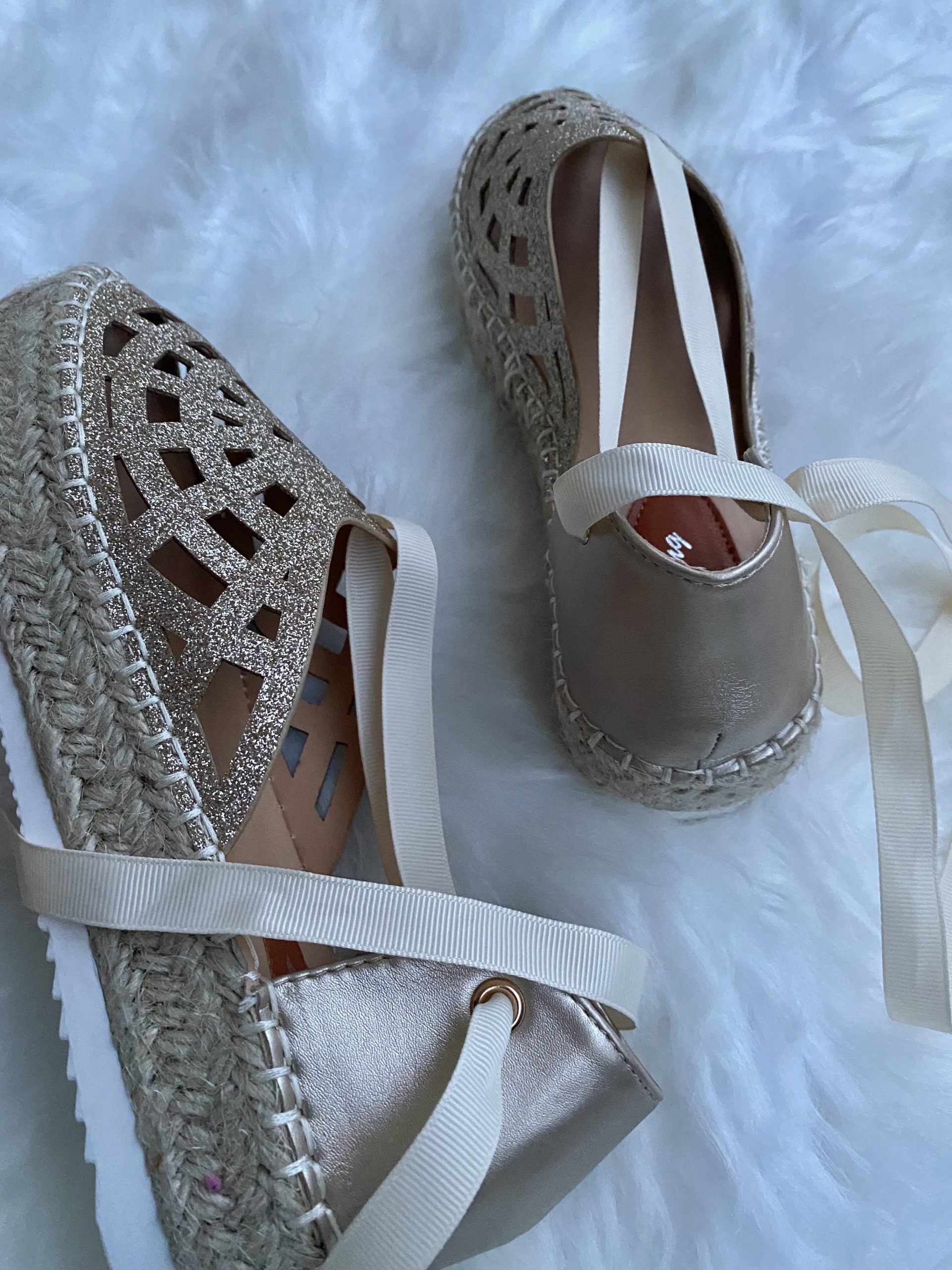 Espadrillas Glitter Lacci alla Schiava - Oro