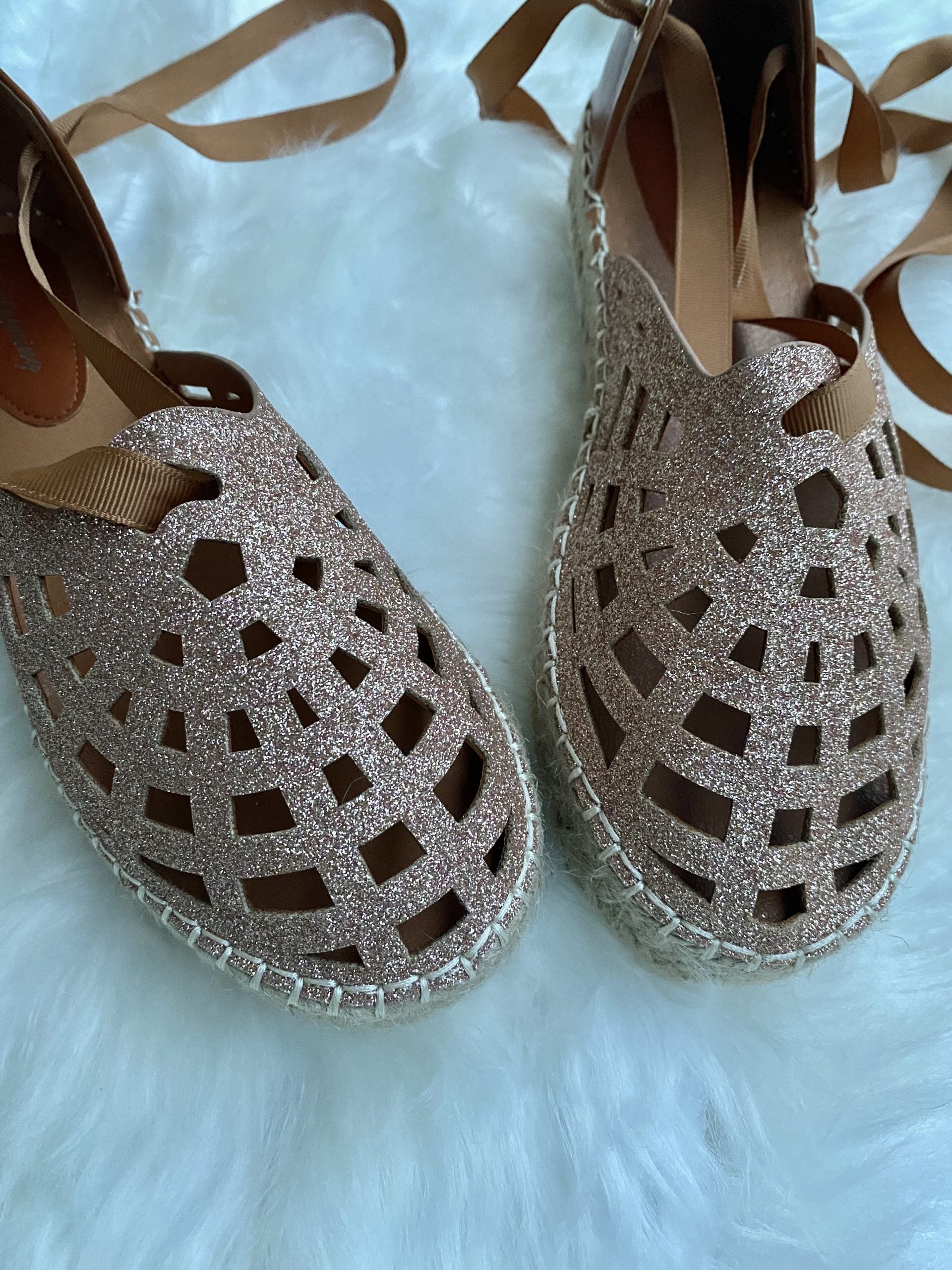 Espadrillas Glitter Lacci alla Schiava - Bronzo