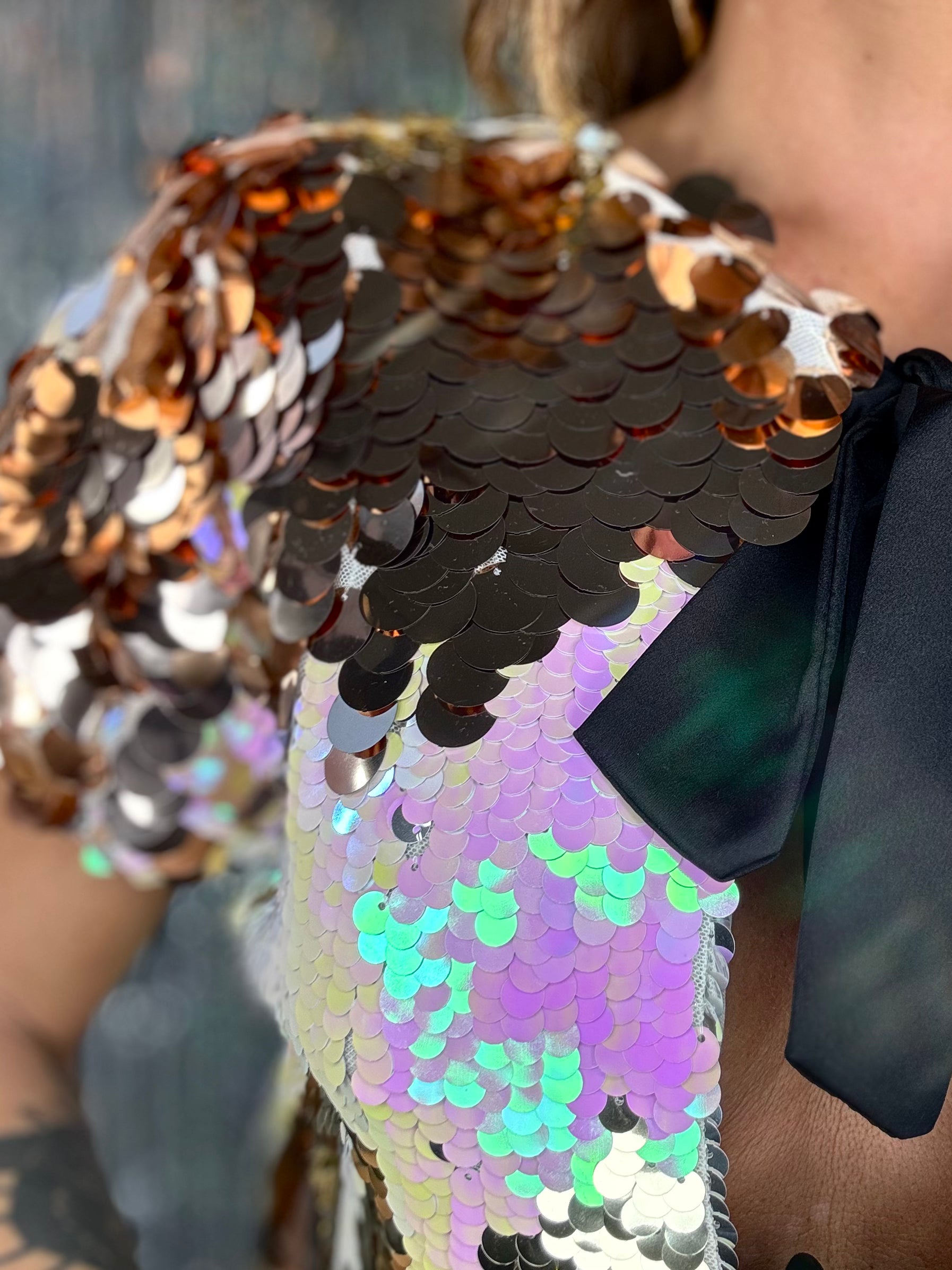 Top Paillettes con Fiocchi - Oro Sfumato