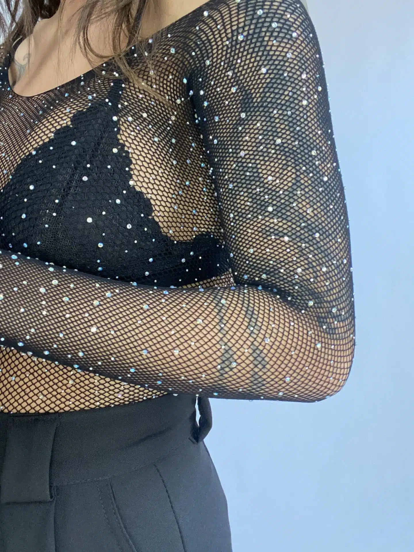 Body Rete Strass - Nero