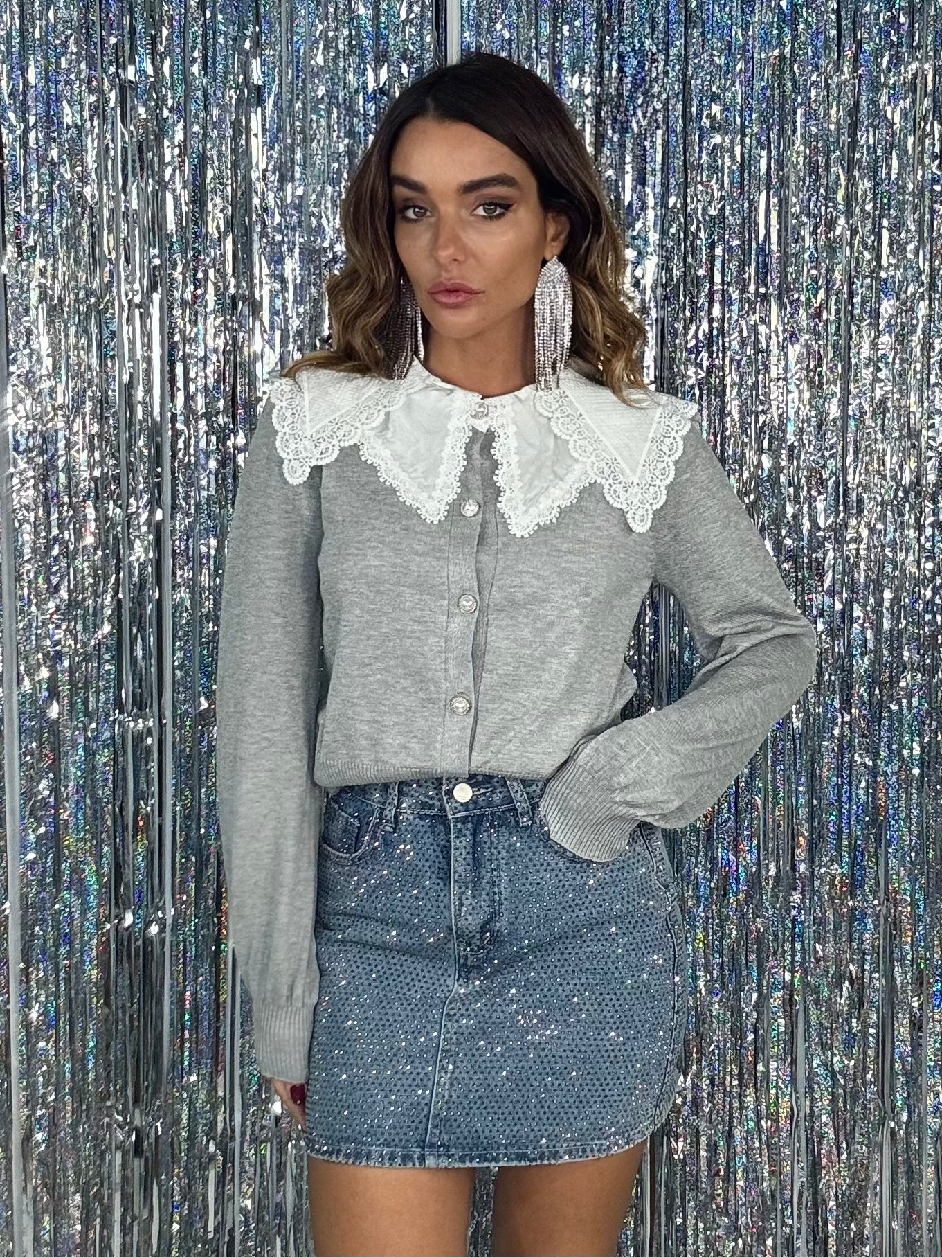 Mini Gonna Jeans Strass -Denim