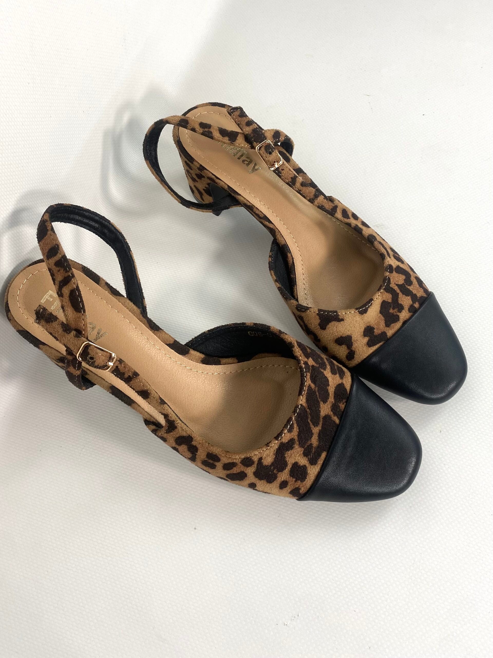 Slingback Bon Ton - Bicolor Leopardo / Nero