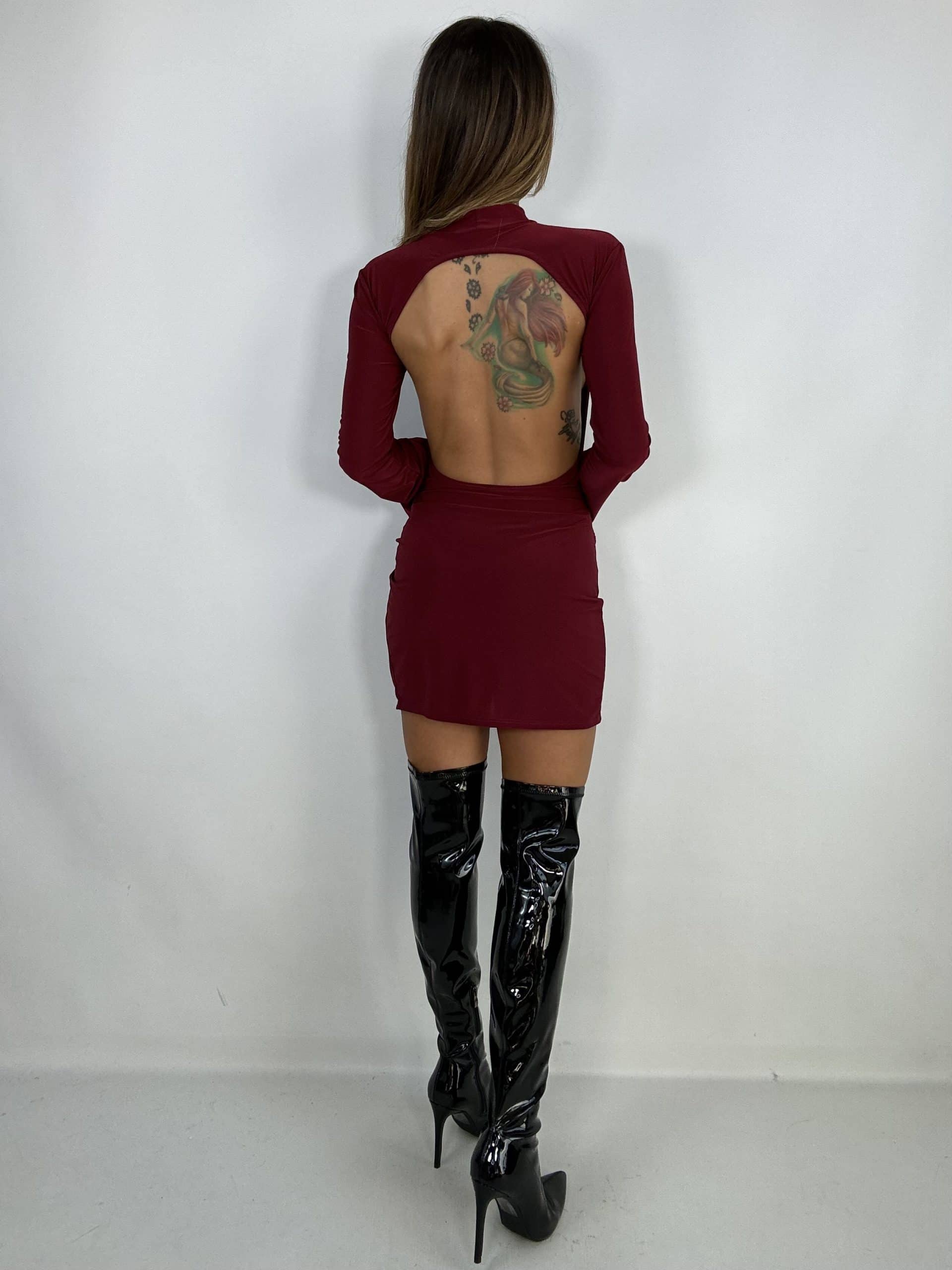 Mini Dress My Fav Schiena Scoperta - Bordeaux.