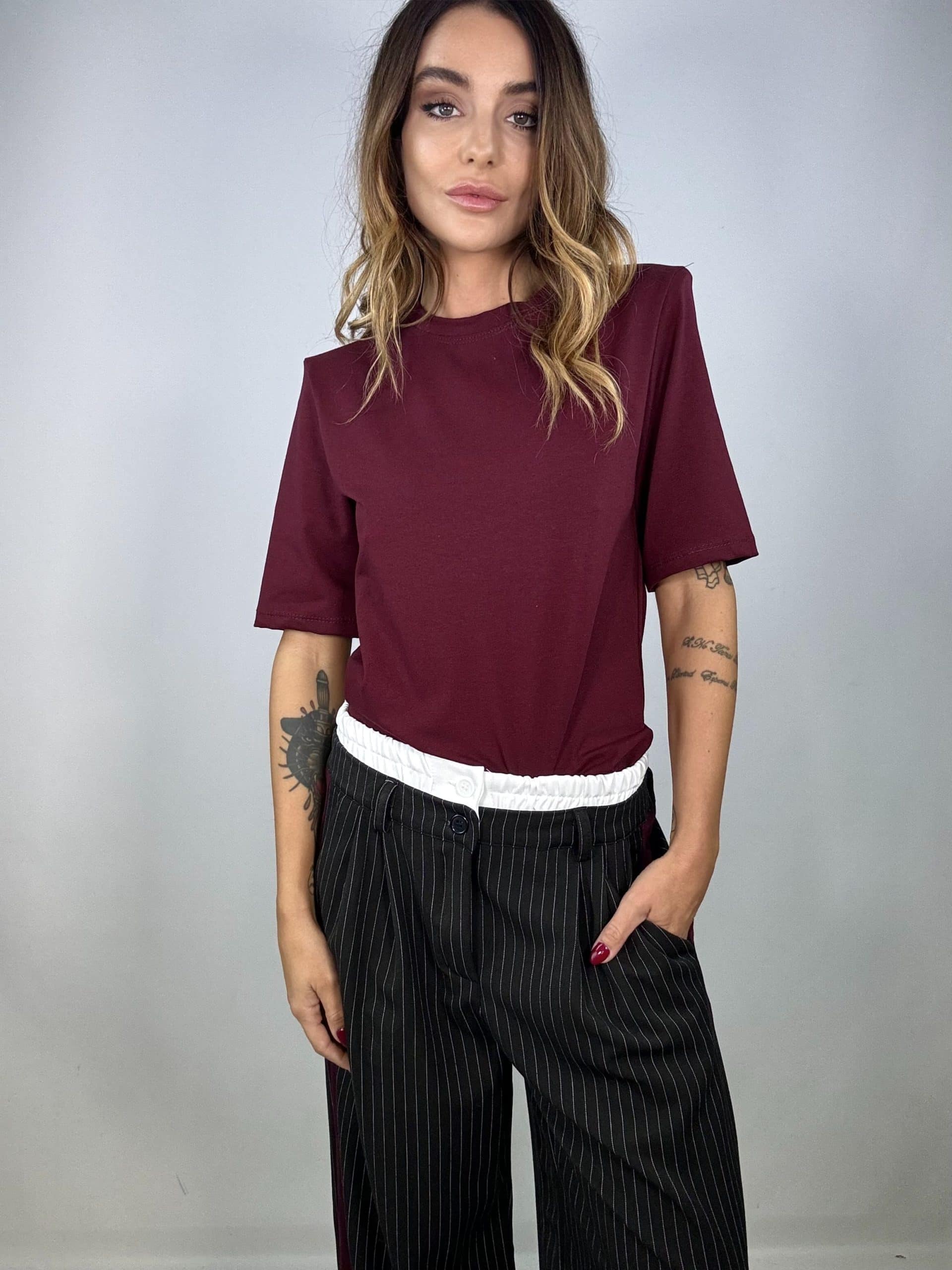 T-shirt Con Spalline - Bordeaux