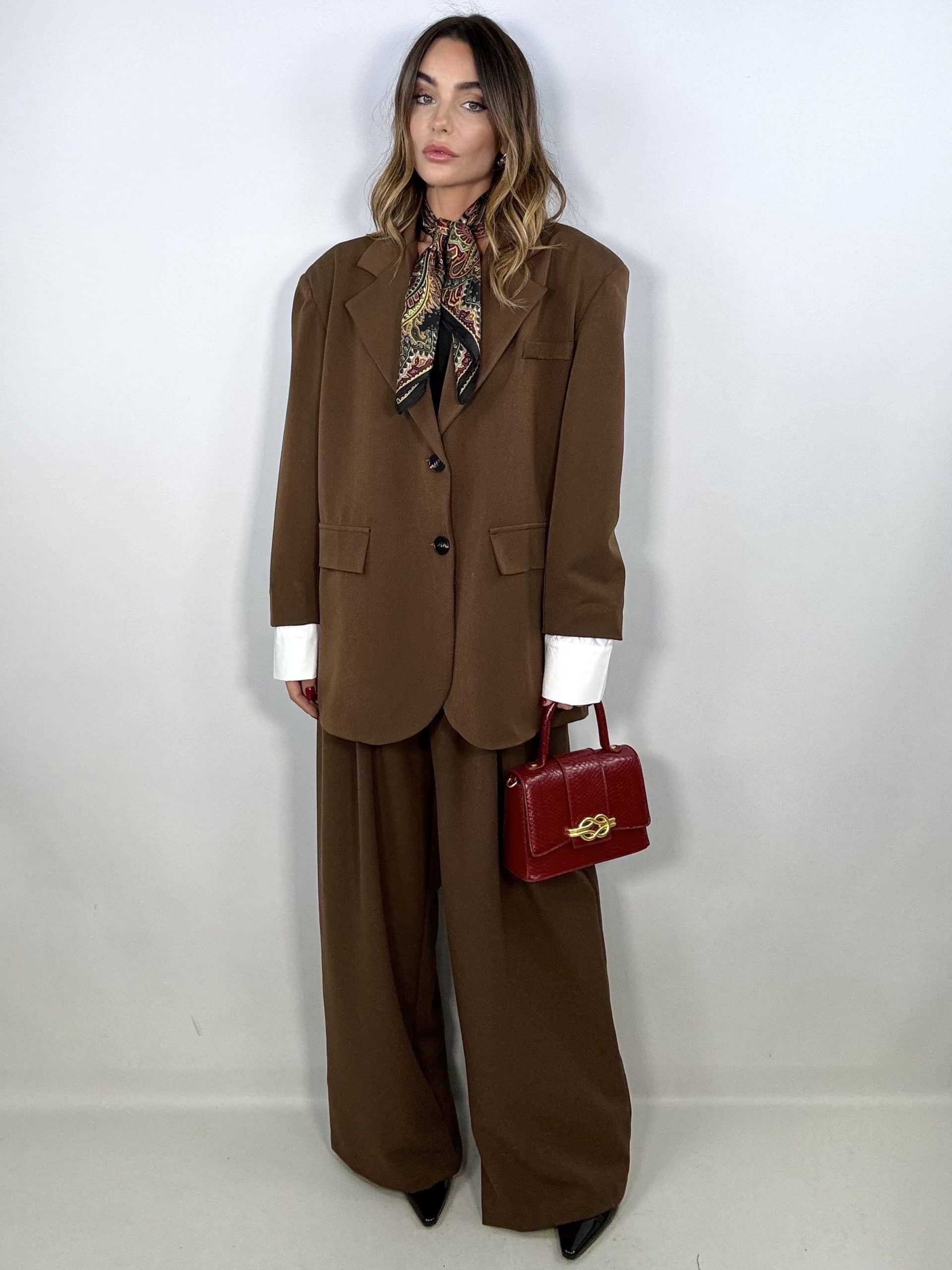 New Pantaloni Completo Wide - Marrone