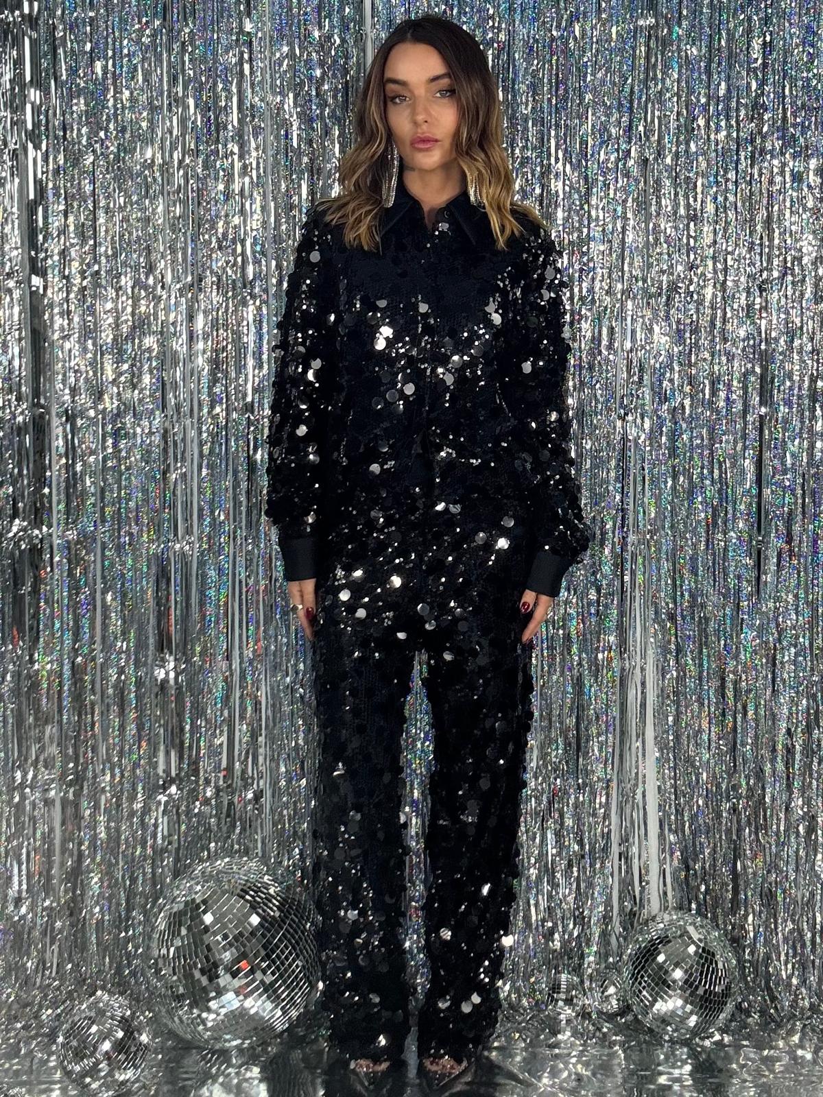 Pantaloni Paillettes Grandi - Nero