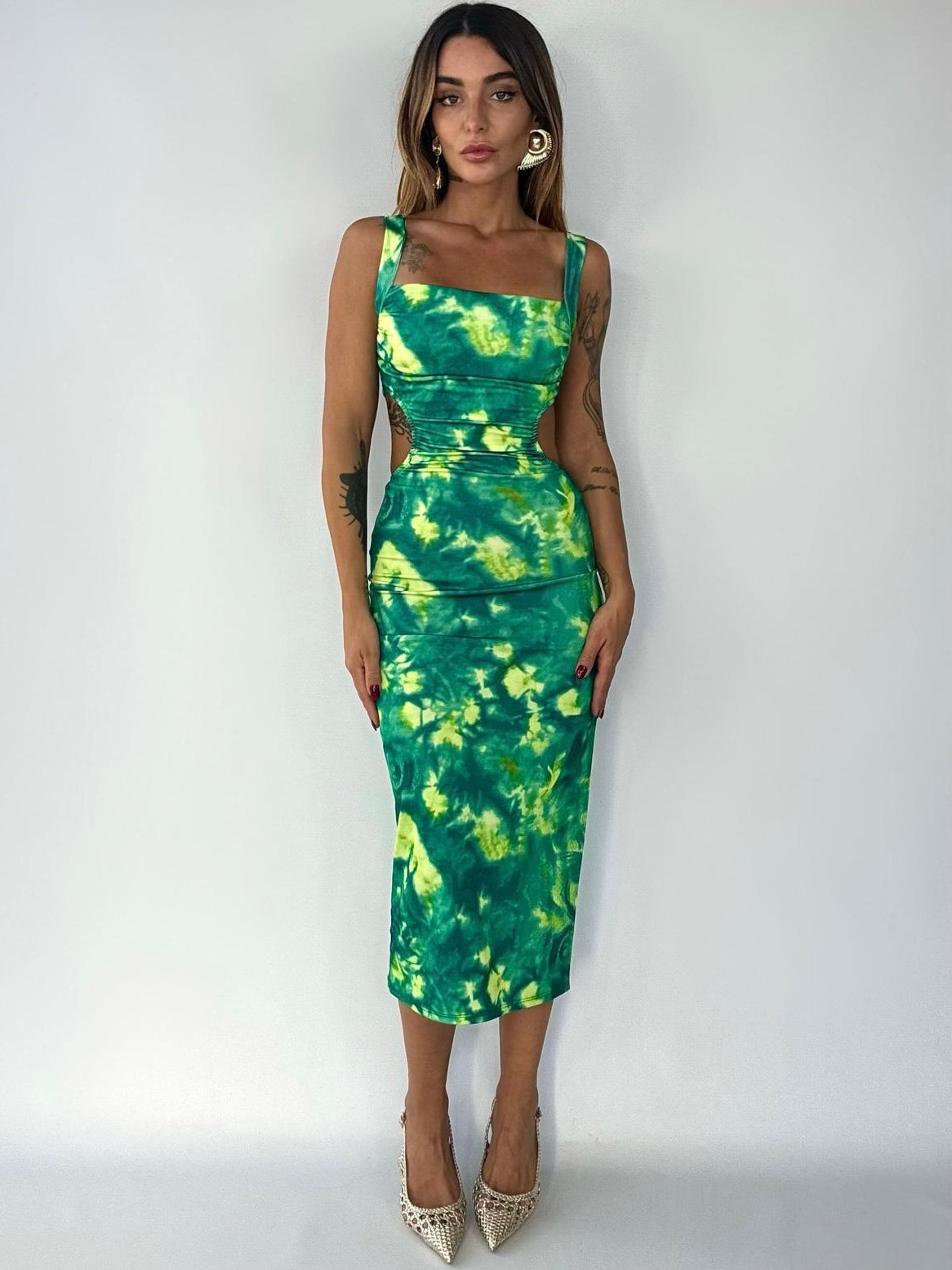 Summer Midi Dress Kim - Verde / Giallo
