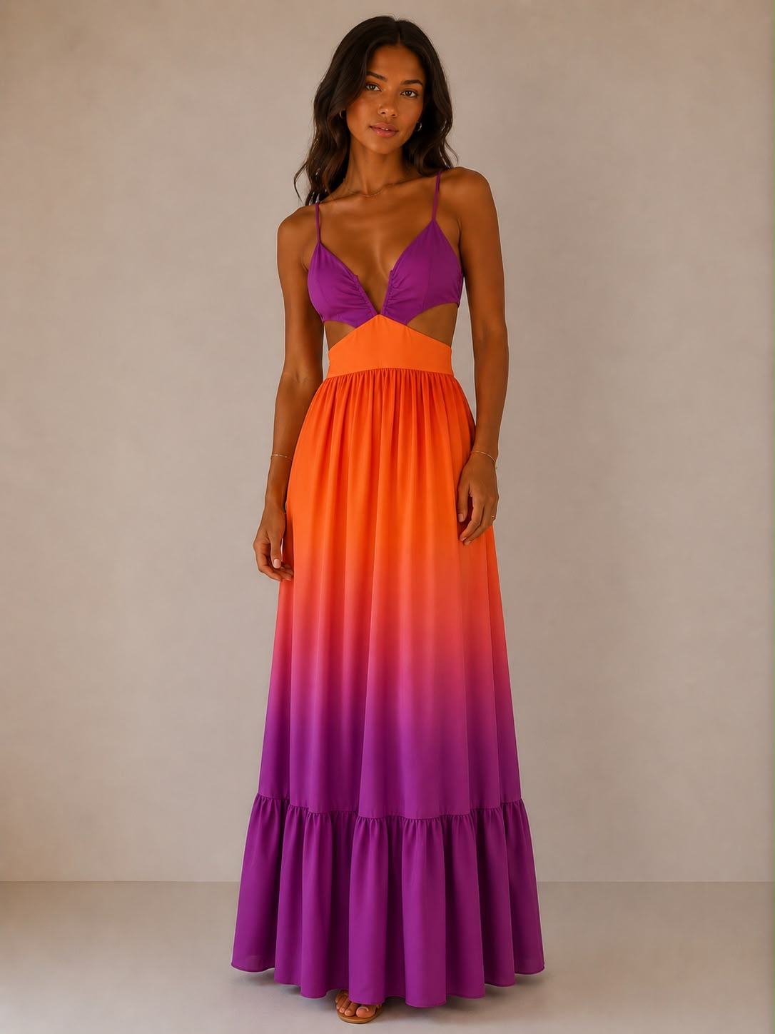 Maxi Dress Sunset -Viola/ Arancio