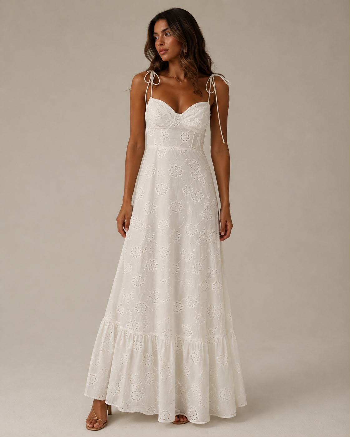 Maxi Dress Soleil - Bianco Pizzo Sangallo