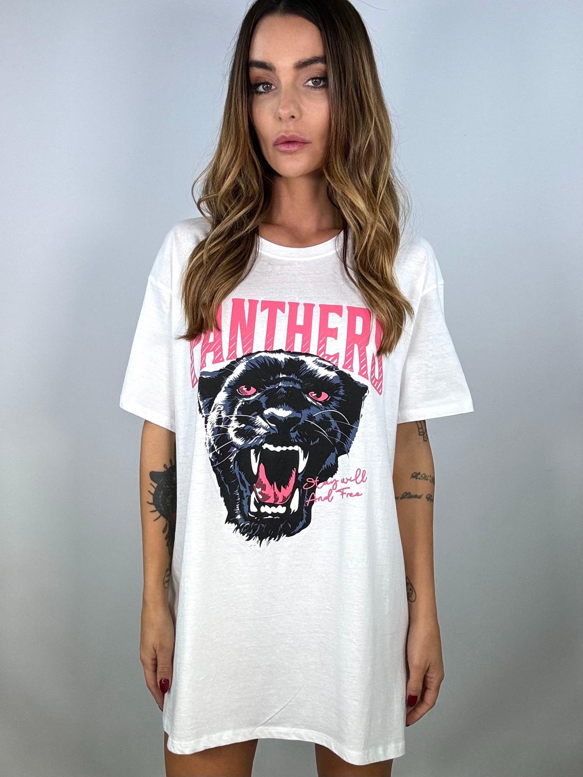 T-shirt Over The Panthers - Bianco