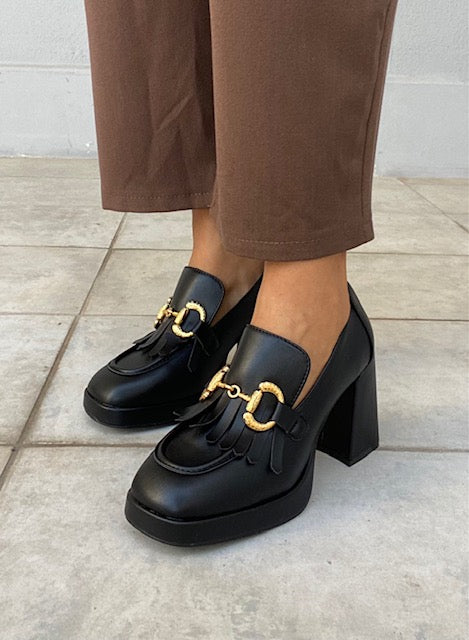 Decollete Platform Morsetto Dorato - Nero